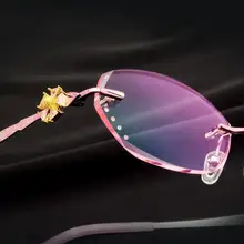 Высококачественные оптические очки без оправы с алмазной огранкой очки для близорукости из чистого титана женские градиентные цветные очки