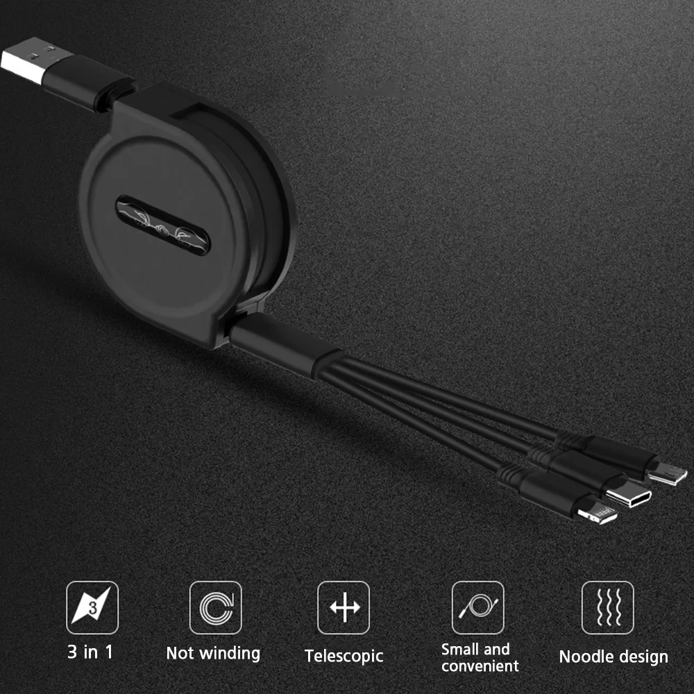 Rovtop 3 в 1 usb type C Micro USB кабель type-c для iPhone кабель зарядного устройства 120 см 3A кабель быстрой зарядки USB C