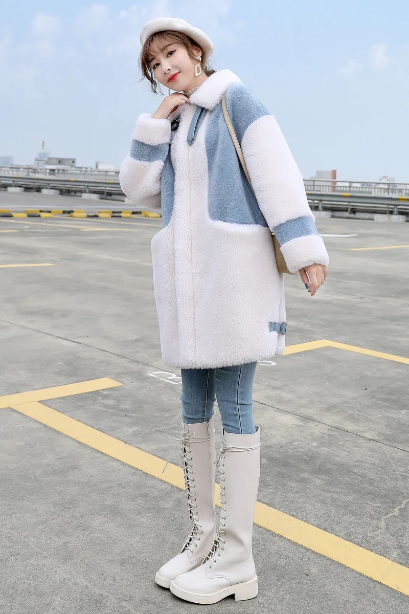 Зимнее кашемировое пальто из овечьей шерсти, Женская куртка больших размеров, кардиган на молнии, женские длинные пальто, мягкая верхняя одежда, уличная Корейская одежда