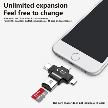 

4 in 1 Type C Micro SD Card Reader Lightning Adapter For iPhone Android iPad MacBook USB OTG Flash Memory Reader Phone Extension