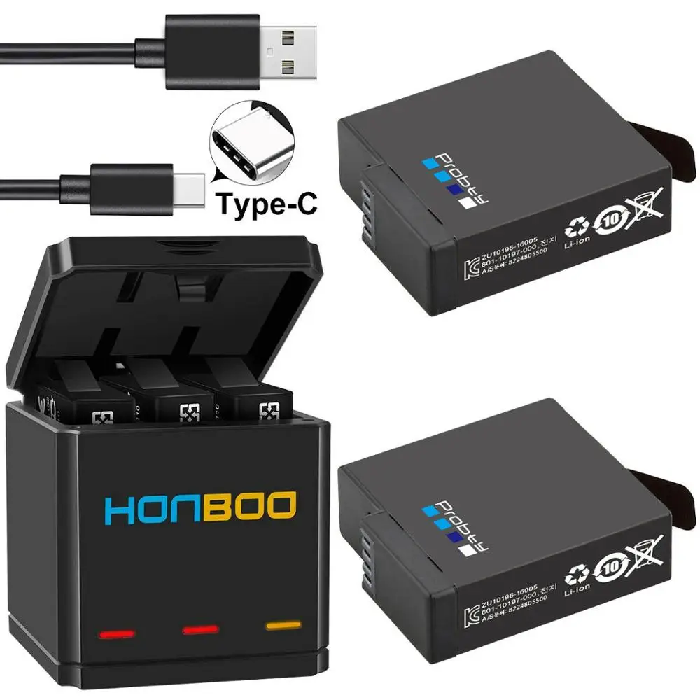 Высокое качество GoPro hero 7 hero 6 hero 5 черный аккумулятор+ тройное зарядное устройство для Go Pro hero 7 6 5 черный Аккумулятор для камеры - Цвет: 2BatteryWithCharger