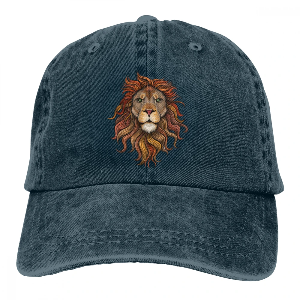 Лев Лео Casquette черный унисекс Мужские Женские деним бейсболка с ремешком Кепки регулируемые клюшки для гольфа шляпа для папы