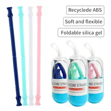 Безопасная Складная Силиконовая соломинка портативный экологический набор Складная капсула из нержавеющей стали Силикагель соломинки изоляция тепла