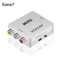 Conversor video audio do conversor do av vga para o computador da tevê hd à tevê mini conversor de av2vga vga2av com 3.5mm de áudio rca para vga