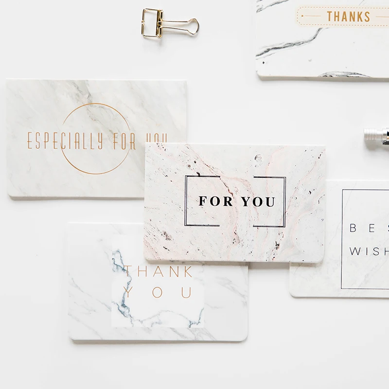 1pc DIY creative Marble texture fashion Bronzing greeting card envelope invitation Wedding thanks birthday card gift supply