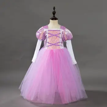 

Autumn Girls Sofia Princess Purple Dresses Puff Sleeve Sequin Sophia Cosplay Costumes Children Halloween Prom Party Dress Up