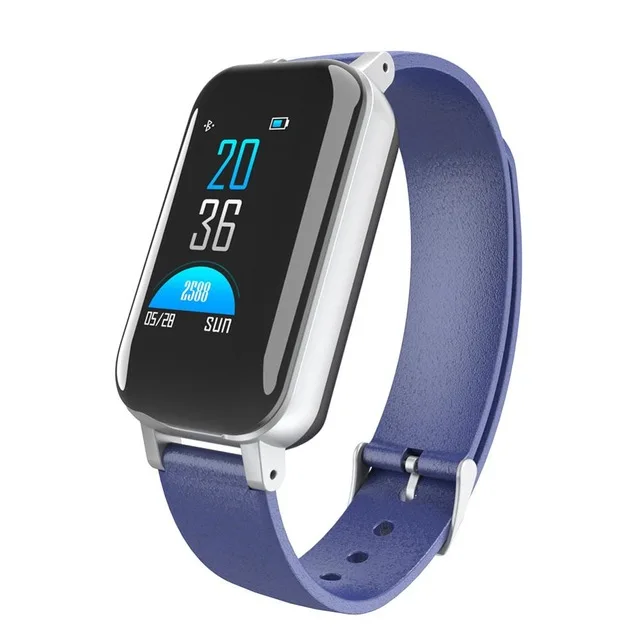 Lachouffe T89 Смарт-часы мужские с Bluetooth наушники-браслет часы IP67 Поддержка Siri телефонный звонок фитнес-Браслет Смарт-браслет - Цвет: blue