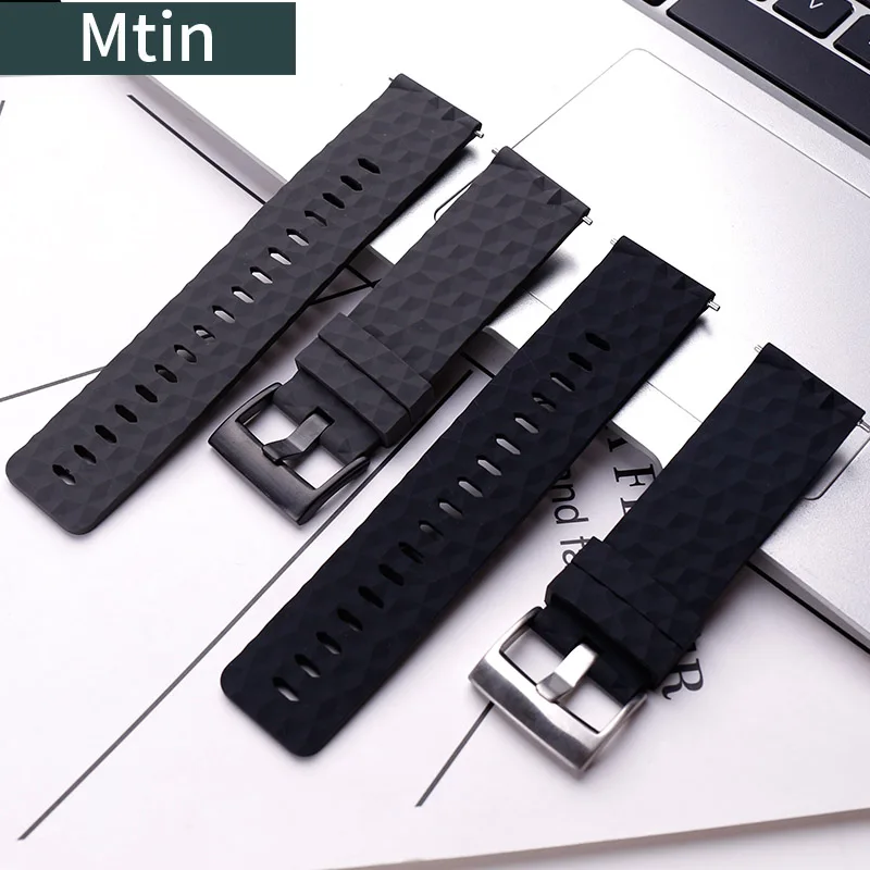 Silicone strap men's pin buckle watch accessory For Suunto 9 outdoor sports waterproof rubber wristband 24mm ladies watchbands