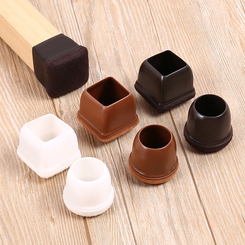 32PCS Table Chair Leg Floor Caps Cover Protectors Non Slip Square TPR Furniture Glides Feet Felt Pads Hardwood Floors Protector