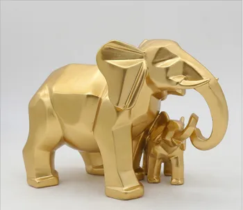

Sculpture Elephant Resin Statue Home Decoration Accessories Gold Elephant Statues for Decoration Mother and Child Home Decor