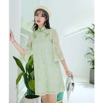 

2020 new party cheongsam qipao lace dress for girls