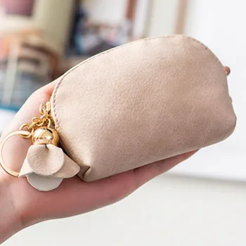 

2020 Coin purse Fashion Ladies PU Leather Mini Wallet Card Key Holder Zip Coin Purse Floral Pendant Clutch Bag Small Handbag Bag