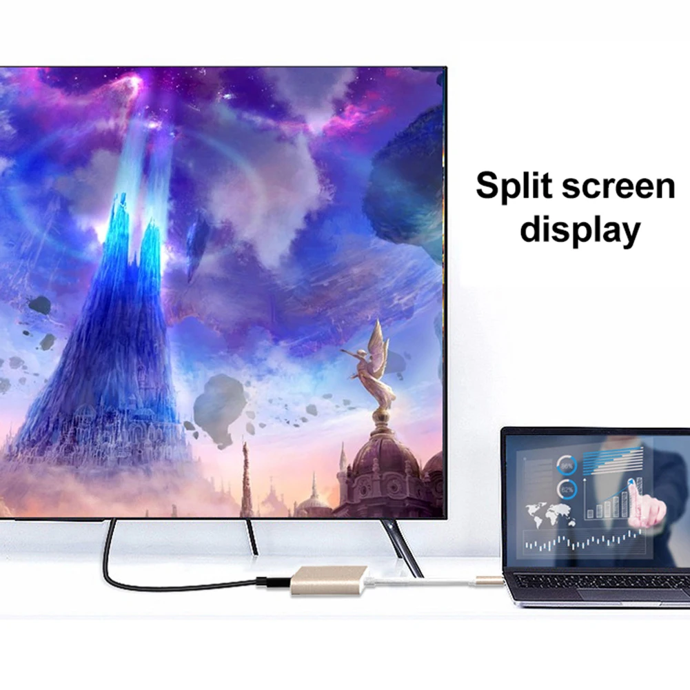 3 в 1 концентратор разработан 1080P HD type-C к VGA USB 3,0 адаптер конвертер Кабель концентратор для ноутбука Plug& Play портативный Кабель-адаптер