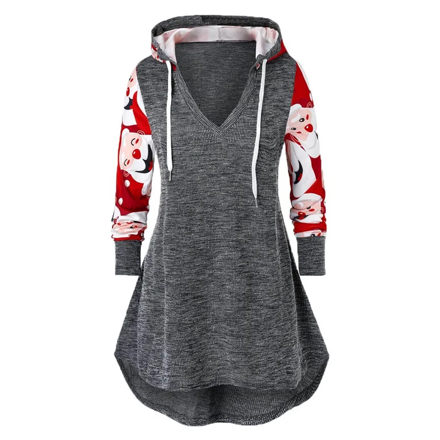Hoodies And Sweatshirts Women Santa Claus Print V Neck Christmas Hoodie Top Long Sleeve Shirt Blouse Womens Hoodies Elegant Hoodies And Sweatshirts Women Santa Claus Print V Neck Christmas Hoodie Top Long Sleeve Shirt Blouse Womens Hoodies Elegant
