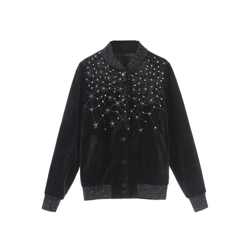 Most effective  CAMIA black star embroidered velvet jacket coat female 2019 winter women's jacket