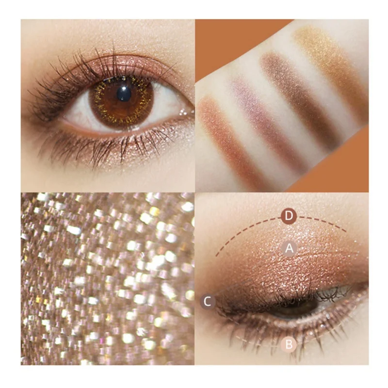 4 Colors Shimmer Eye Shadow Cosmetic Makeup Long-lasting Waterproof Nude Eye Shadow Palette Kit