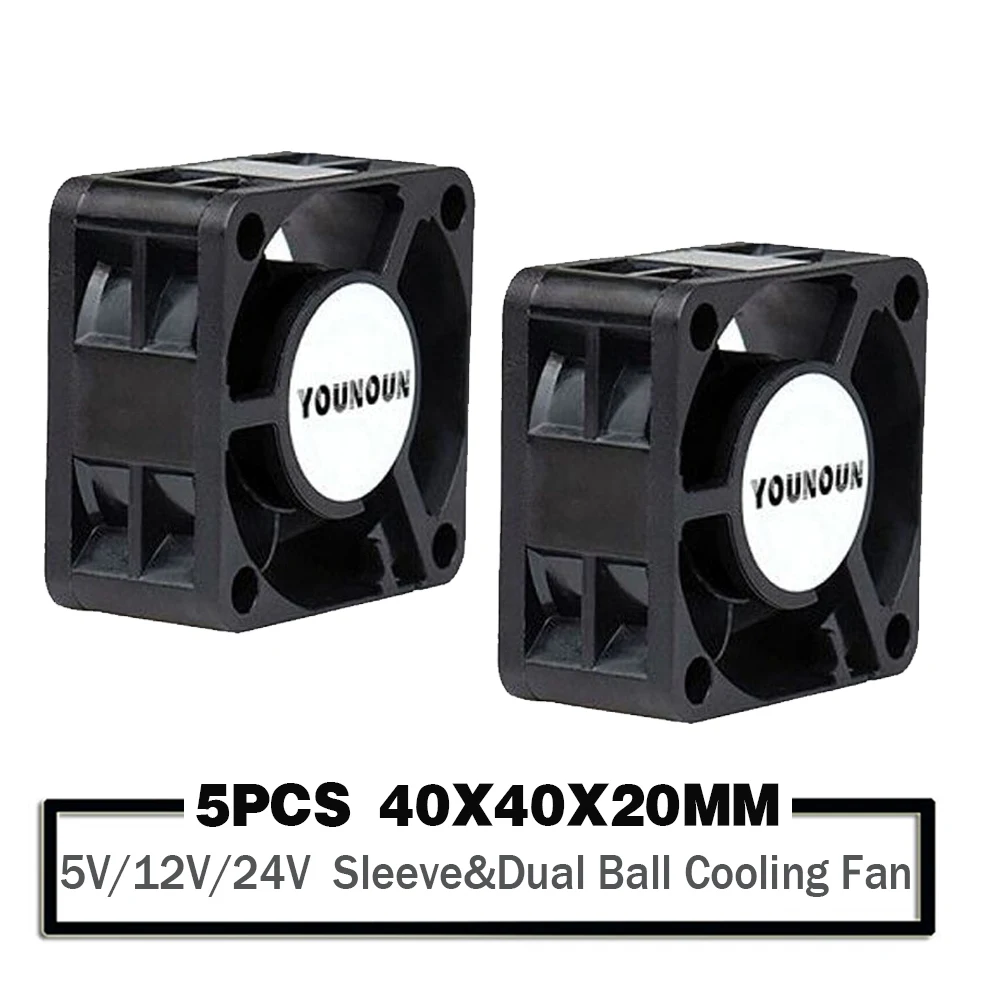 5PCS 40mm 24V 12V 5V 4020 Mini Computer Case Cooling Fan Ball Bearing Sleeve 2Pin 4cm 40x40x20mm | Компьютеры и офис