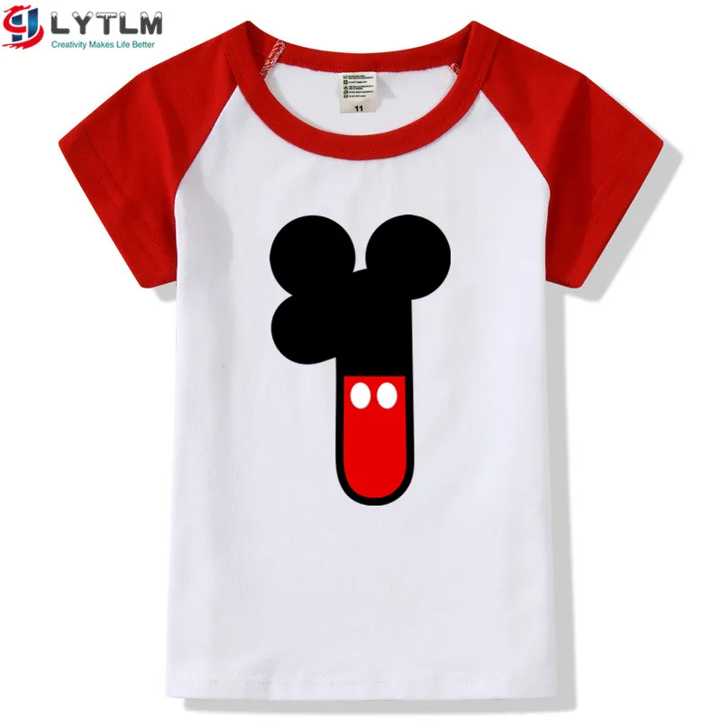 LYTLM 1-й день рождения для мальчиков, Polera/футболка для маленьких мальчиков с днем рождения ребенка футболки Anniversaire для ребенка для девочек, Топики, Camisa Infantil - Цвет: DX Raglan Red