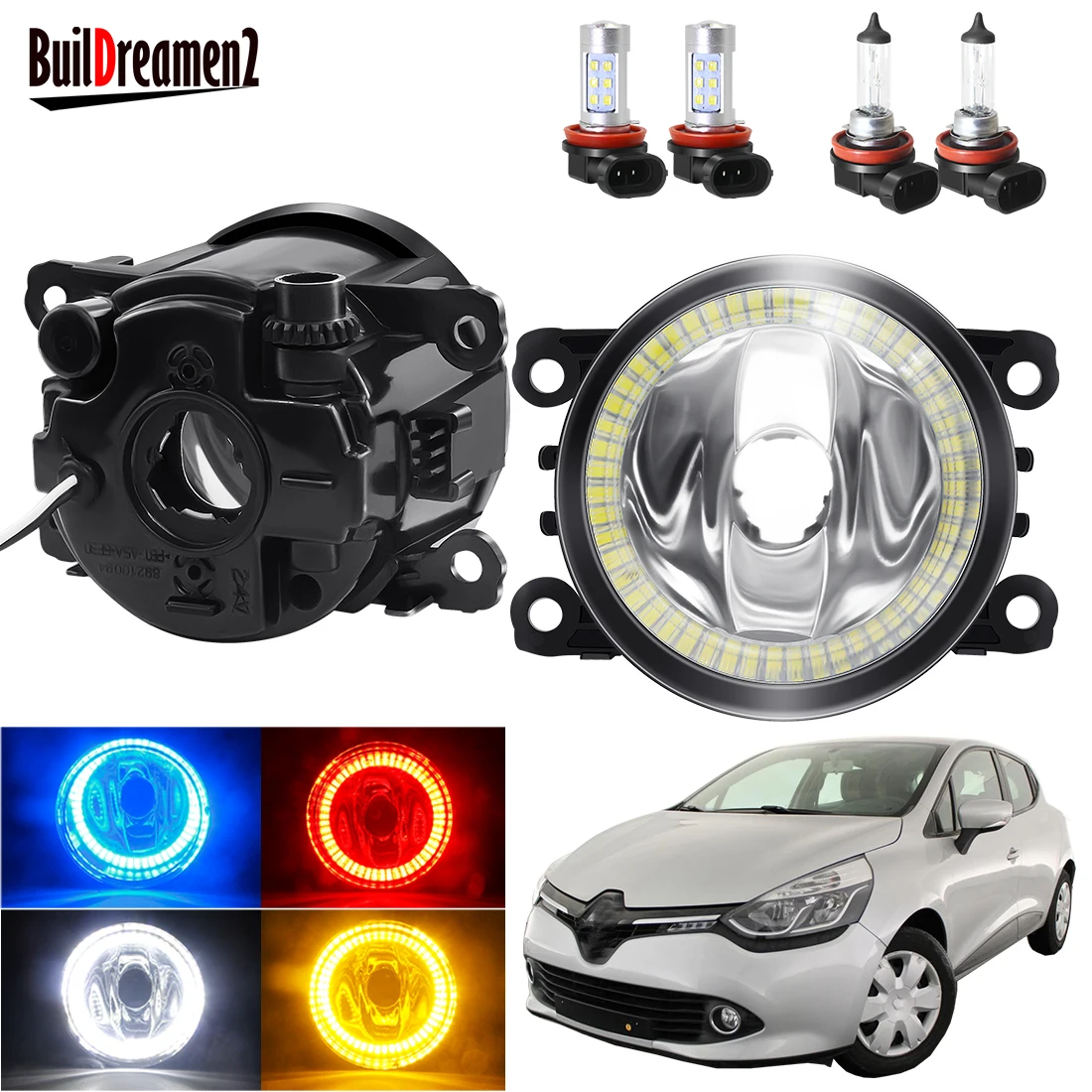 Angel Eye Fog Light Assembly For Renault Clio Iv 20122019 Car Front