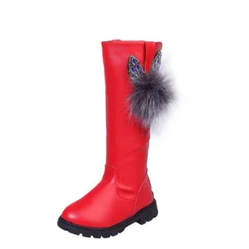 

2020 new children's Plush high top cotton boots cute fur rabbit ears warm girl's Boots for school winter