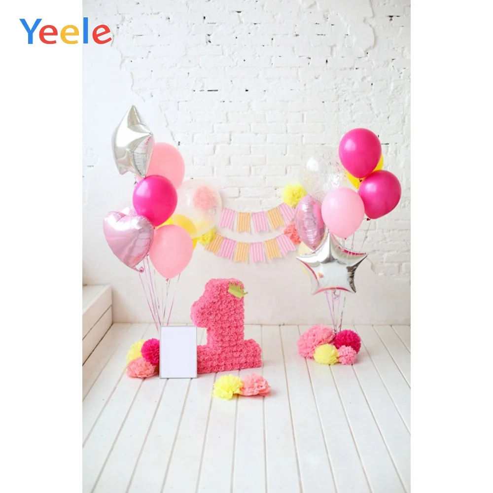 Yeele 1st Birthday Photozone воздушные шары торт интерьер фотографии фоны персонализированные фотографические фоны для фотостудии - Color: NBK04491
