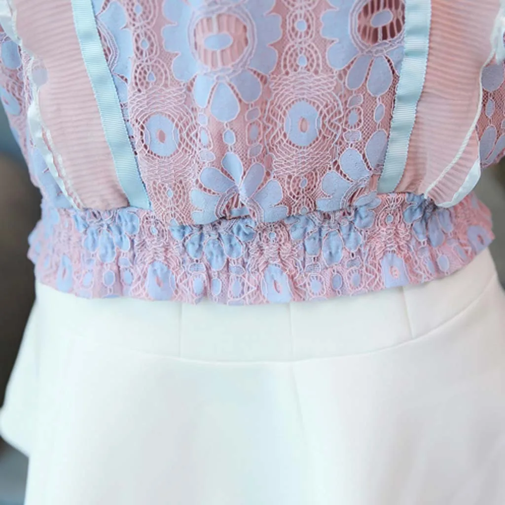 Летний женский топ Blusa Mujer кружевная шифоновая блузка женская рубашка с длинным рукавом Женские топы и блузки женские большие размеры# J30