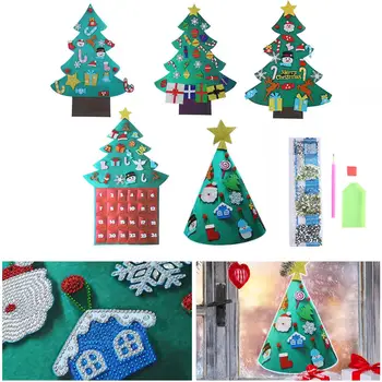 

5D DIY Diamond Painting Window Stickers Christmas Tree Shape Wall Decals Decor Navidad Christmas Decorations Home Wall Stickers