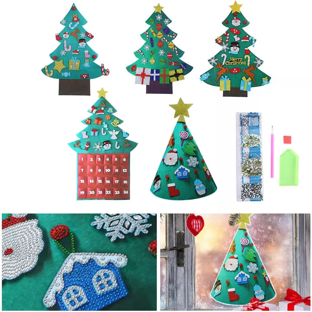 

DIY Diamond Painting Window Stickers Christmas Tree Shape Wall Decals Decor Navidad Christmas Decorations for Home Wall Stickers