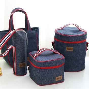 

Functional Pattern Cooler Lunch Box Portable Insulated Canvas Lunch Bag Thermal Food Picnic Lunch Bags For Women Kids