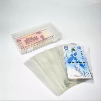 

100pcs/Box Money Page Of Paper Money Coin Album Transparent PVC Paper Money Banknotes With Box Coin Money Holders