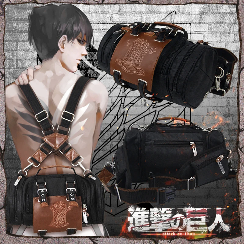 Рюкзак аниме атака на Титанов Холщовый через плечо Shingeki no kyojin Traval сумка