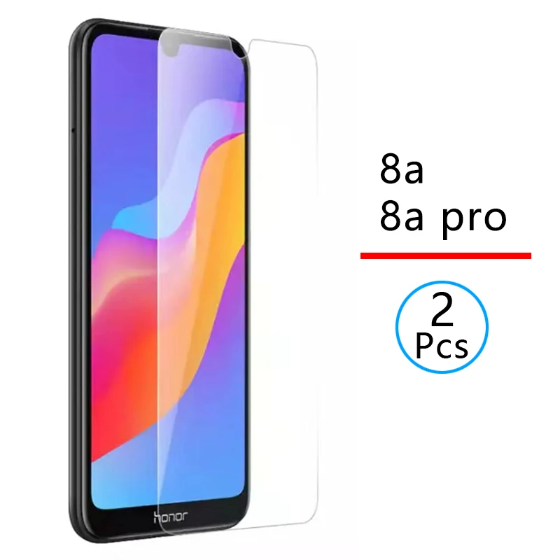 2 шт. закаленное стекло на Honor 8a Защитное для экрана Защитная пленка телефона