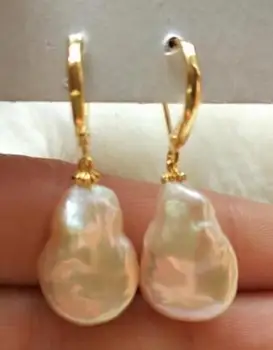 

Wholesale price ^^^NEW Huge AAA 20X13.2mm South Sea gold pink Baroque Pearl Earrings