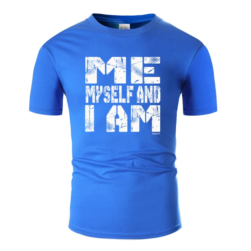 Men-Blue Мода супер я сам и iam фоны футболка для мужчин сплошной цвет размер S-5xl натуральный футболка потрясающий комикс хип-хоп Топ - Цвет: Men-Blue