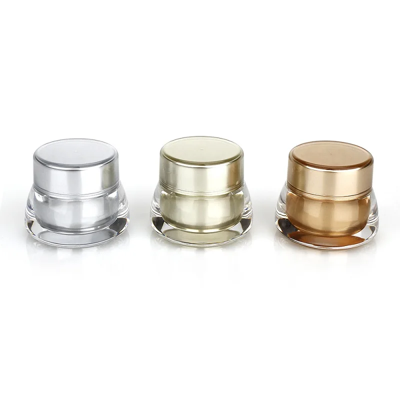 10G Vaso Acrilico Rotondo A Doppia Parete Oro Argento Vaso Di Crema Vuoto Contenitore Per Crema Per Gli Occhi Bottiglia Di Imballaggio Cosmetica In Pl