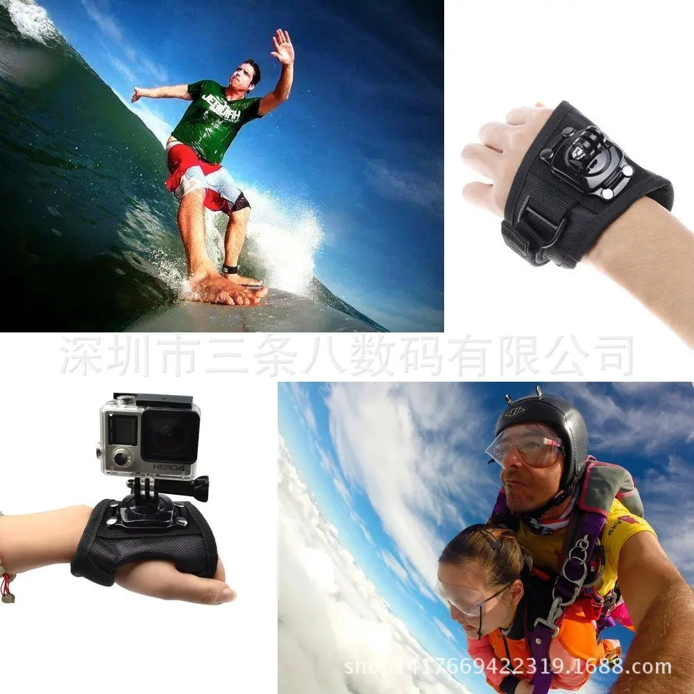 360 градусов вращающийся перчатки Подходит для GoPro Hero 3+/3/2/1 Камера фиксированный ремешок большой Size-Gp156l