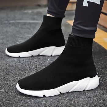 

Bomlight Nice New High Top Socks Sneakers Men Casual Shoes Knit Upper Breathable Men Krasovki Summer Stretch Male Walking Shoes