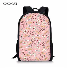 

KOKO CAT Teenager Girls School Bags Sets Cute Nurse Pattern Women Backpack Student Bookbag Daily Daypack Mochila Feminina