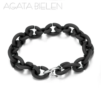 

European Jewelry Bracelet for Women men Silver Fashion Trendy Chains color black Hard Rubber X Bracelets Jewellery