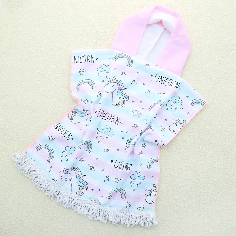 Summer Children Cartoon Microfiber Bath Hooded Towel Bathrobe unicorn pink bird children bath towel Bathrobe wearable towel