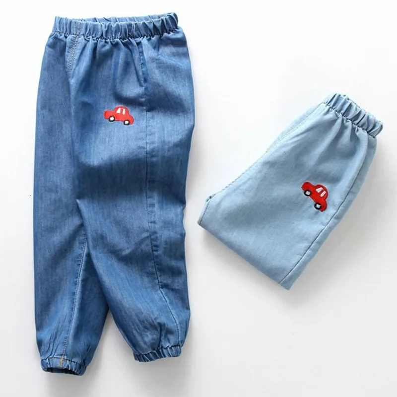 Летние детские брюки детские противомоскитные штаны тонкие свободные новые корейские повседневные джинсы для мальчиков летние модные штаны