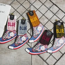 1 пара осенне-зимних трендовых спортивных пар носков для мужчин и женщин носки для скейтборда в европейском и американском стиле синие сетчатые красные носки