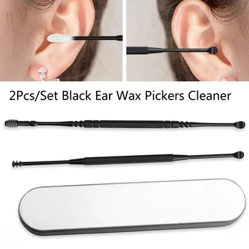 

2pcs Ear Wax Pickers Stainless Steel Ear Picks Wax Removal Curette Remover Cleaner Ear Care Tool EarPick Beauty Tools