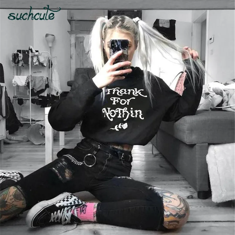 SUCHCUTE черная женская футболка Longslive с буквенным принтом повседневные Топы Modis уличная одежда осень корейский Стиль Готическая женская одежда