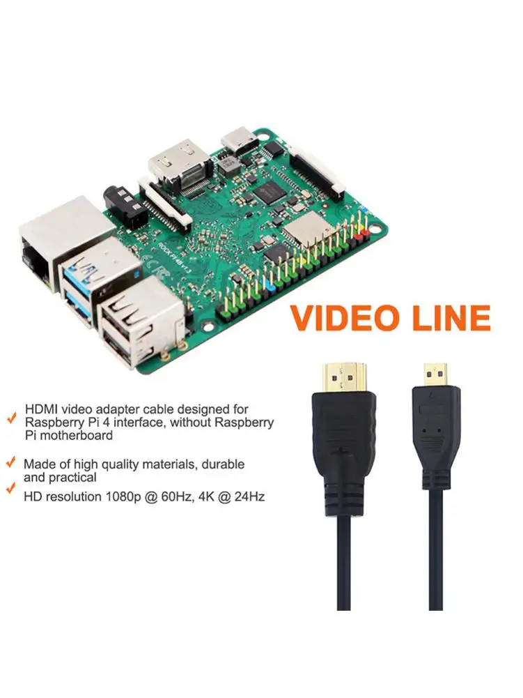 1,5 м HDMI видео Кабель-адаптер микро HDMI к HDMI HD видео кабель 4K для Raspberry Pi 4/4B подключение цифровой камеры и игровой консоли
