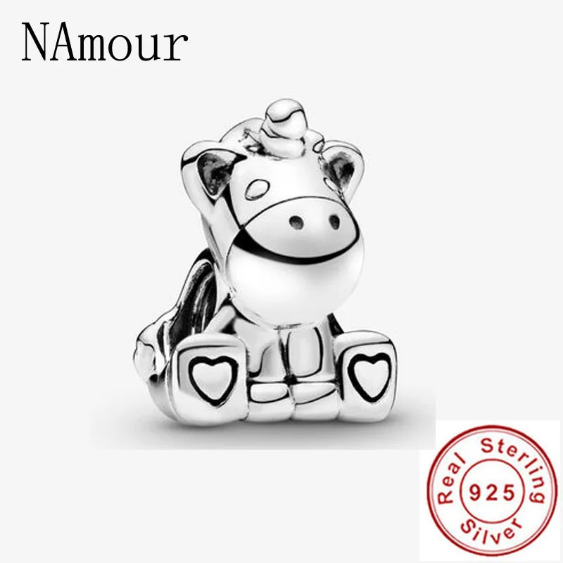 Theo Bear Pig Animal Kingdom Cat Dog Unicorn Bead 925 Silver Charms Bracelet for Women