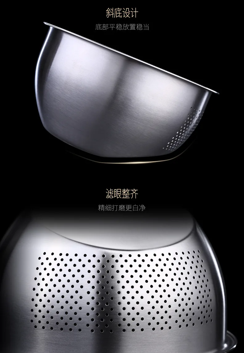 SsGP 304 Drain Basket Stainless Steel Rice Washing Machine Washing Rice Washing Vegetables Sieve Kitchen Rice Rinsing Basin Hous