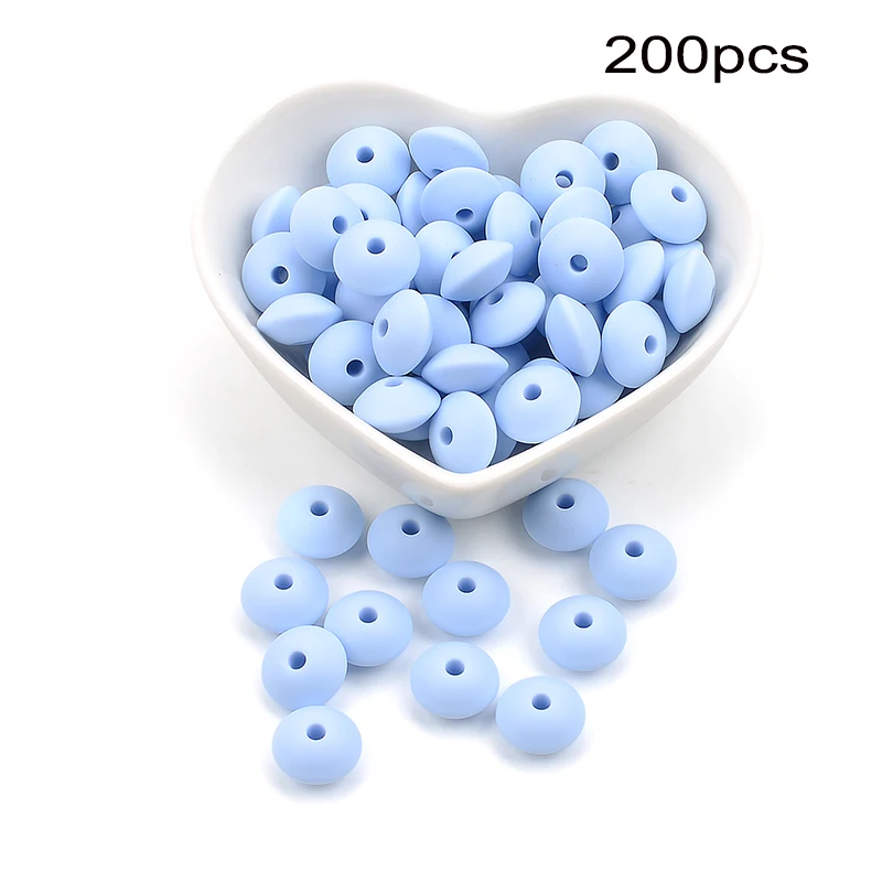 Pastel blue LOFCA 200 шт 12 мм силиконовый чечевица бисер ребенок Прорезывание Зубов Бисер BPA-Free пищевого качества делая ребенка уход за полостью рта соска цепь аксессуары - Цвет: Pastel blue