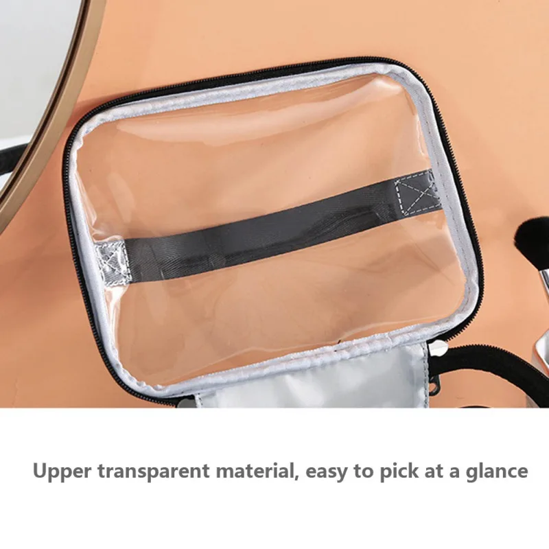 Double-layer Cosmetic Bag Plaid Large Capacity Casual Female Portable Travel Bag TPU Zipper Makeup Bag