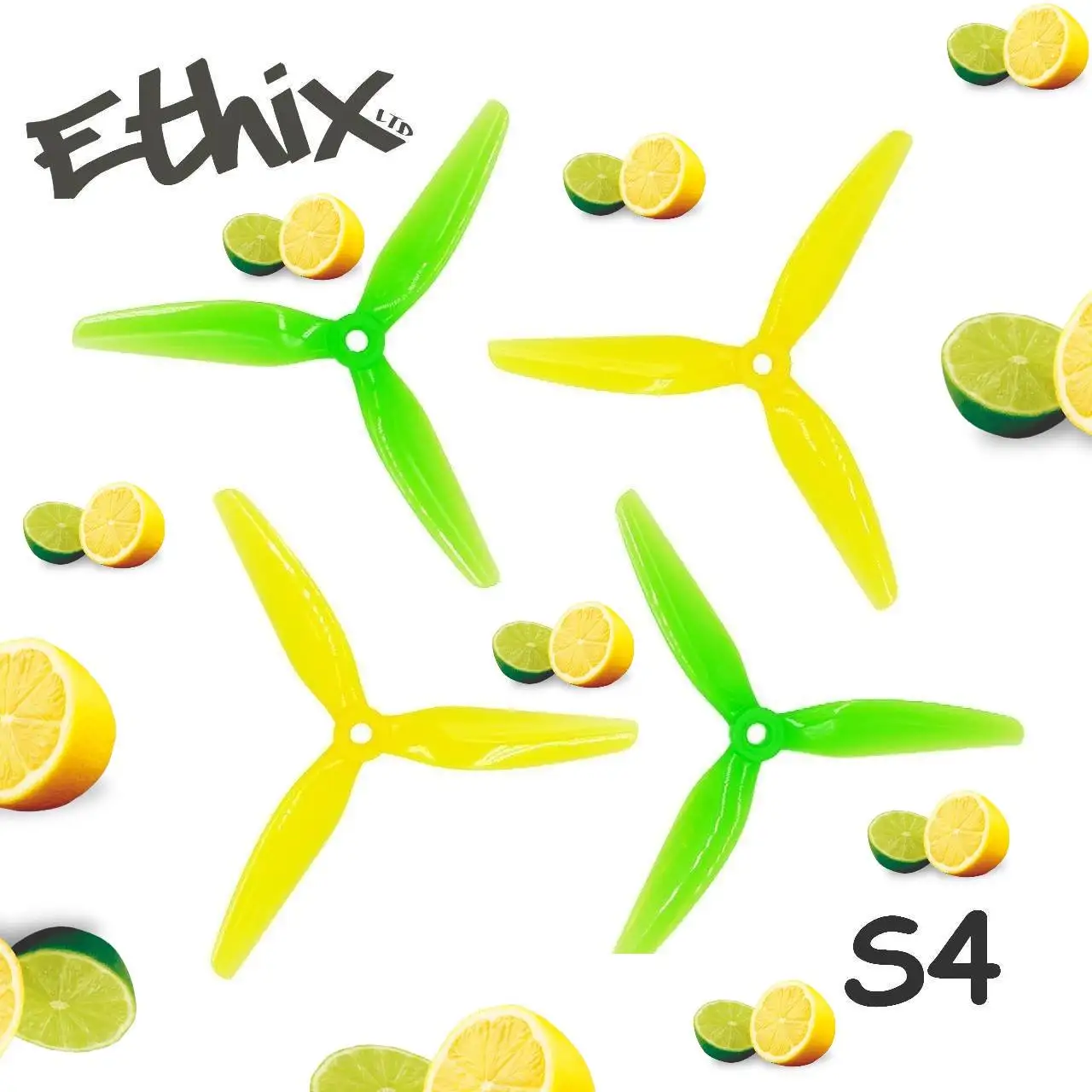 HQPROP Ethix S4 Lemon Lime 5X3.1X3 5031 3-Blade PC Propeller Green+Yellow for RC FPV Racing Freestyle 5inch Drones DIY Parts
